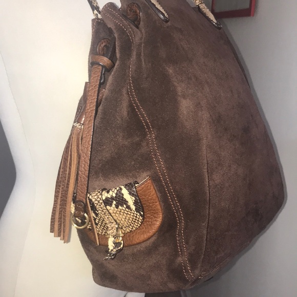 Ellen Tracy Genuine Suede Leather Bag w/ snake  - Picture 3 of 8